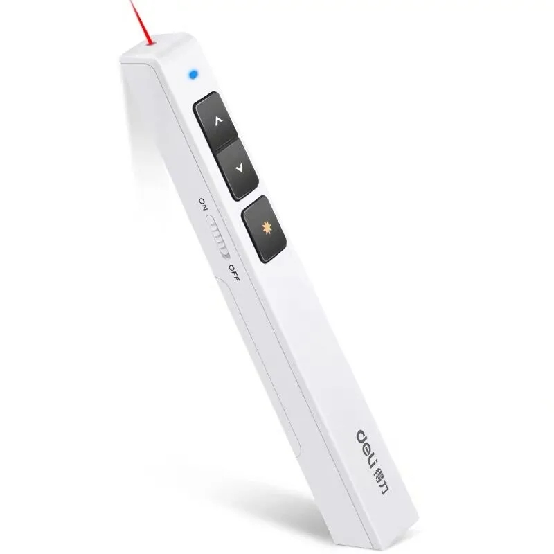 得力(deli)360度控制翻页笔电子笔演讲笔 PPT课件笔 投影笔激光翻页笔教鞭 无线演示翻页器 红光 白色 2802